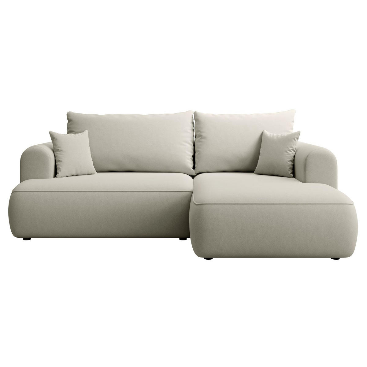 ECKSCHLAFSOFA Ovo Mini Hellbeige Easy-Clean-Samtbezug - Ecru/Schwarz, Kunststoff/Textil (156/238cm) - Selsey