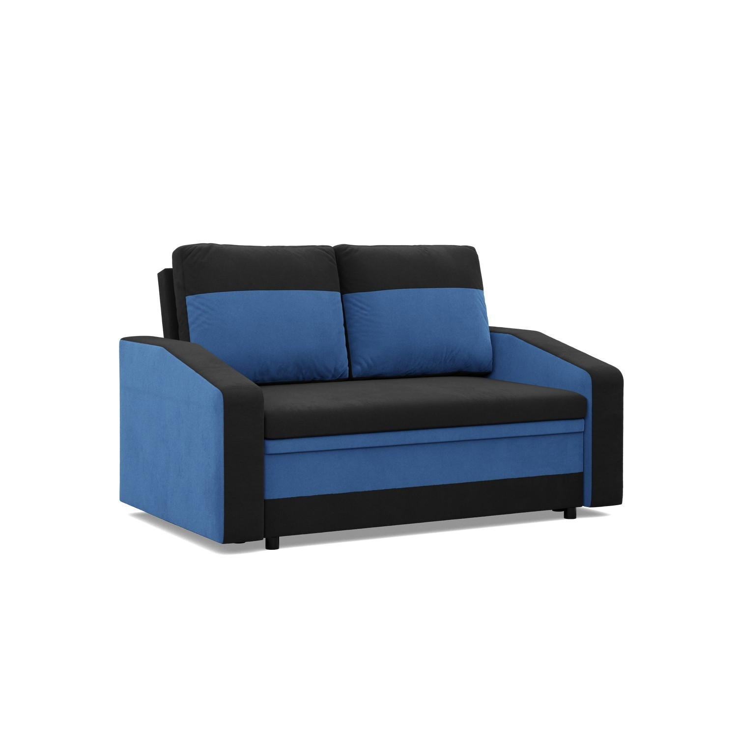 SOFA 2-SITZER MIT SCHLAFFUNKTION ORION, Schwarz + Dunkelblau - Schwarz/Dunkelblau, Textil (148/90/87cm)