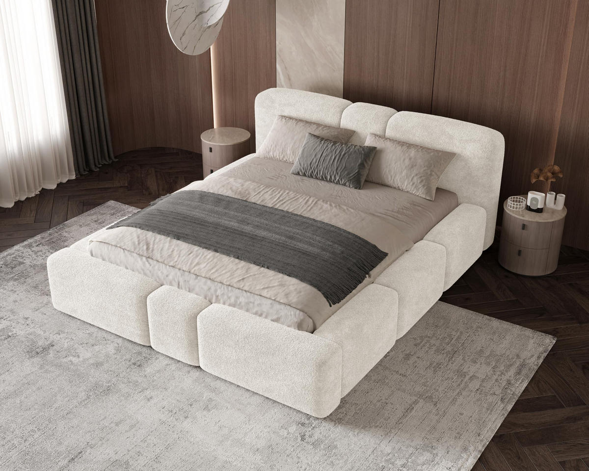 POLSTERBETT Monte200x200 cm- Bettkasten und Stauraum - Doppelbett mit Stabilem Metallrahmen - Monte-Stoff- Beige - Beige, Holzwerkstoff (200/200cm) - Chilly
