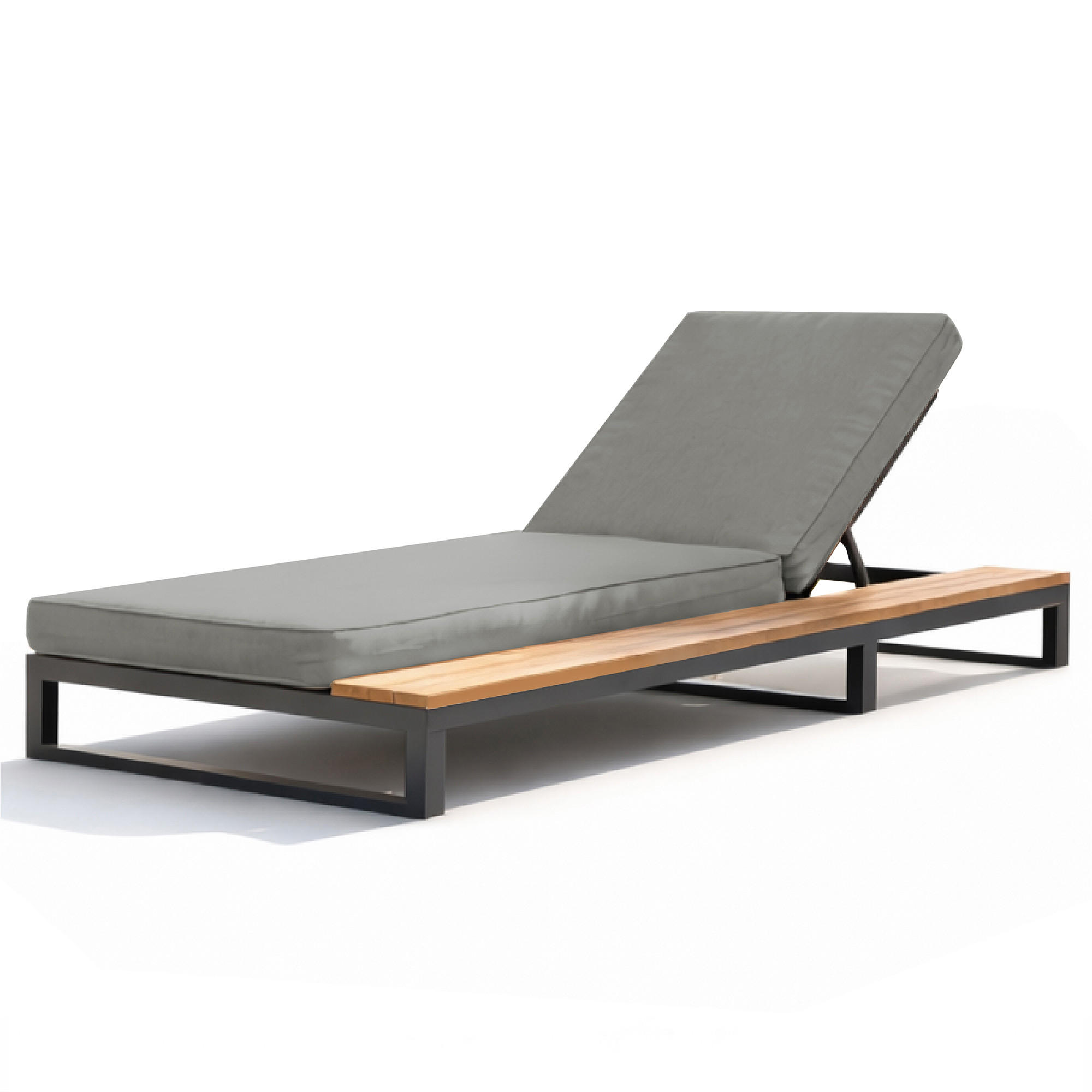 SONNENLIEGE aus Metall 184x79,5x73 cm in Grau mit 4-stufig verstellbarer Rückenlehne - Grau, Metall (79.5/73/184cm) - Modfu