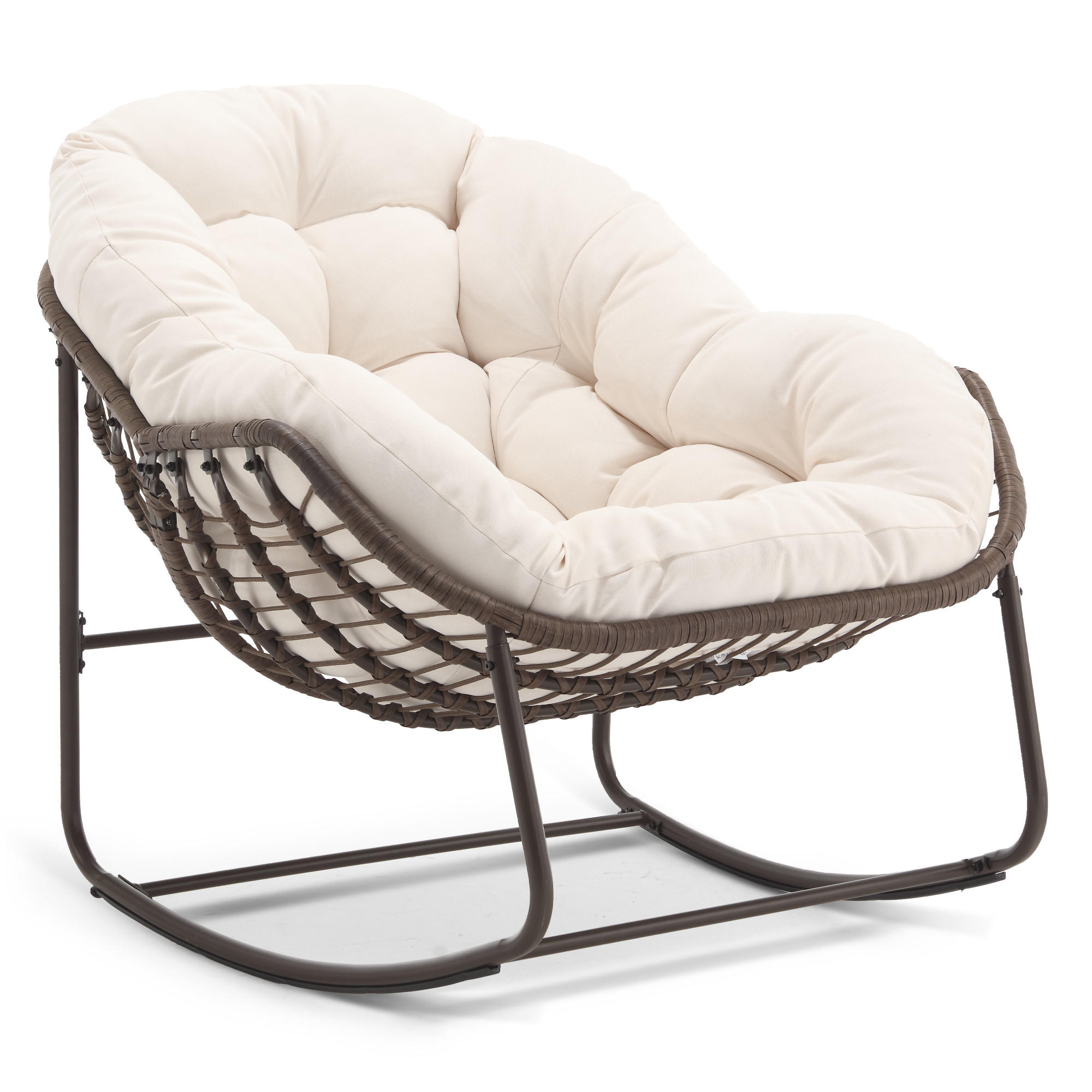 Lvhom Schaukelstuhl Beige 94.5x80x111 cm