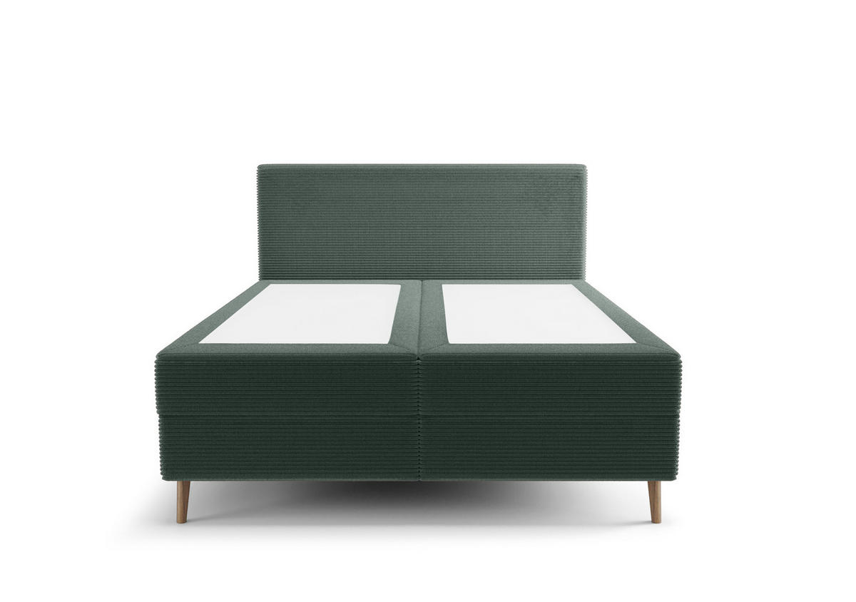 BOXBETT NARA mit Matratze H3, Bonell und Topper 180x200 POSO 014 - Dunkelgrün, Textil (180/200cm) - Bedante