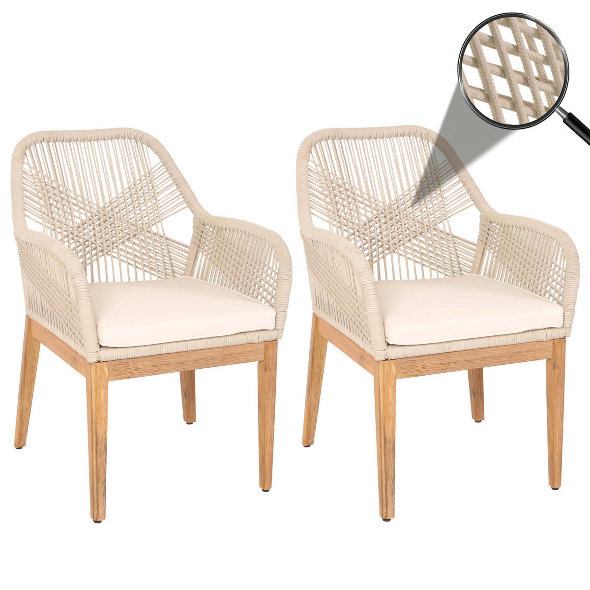 GARTENSTUHL H56B Beige - Beige, Holz (58/85/59cm) - MCW