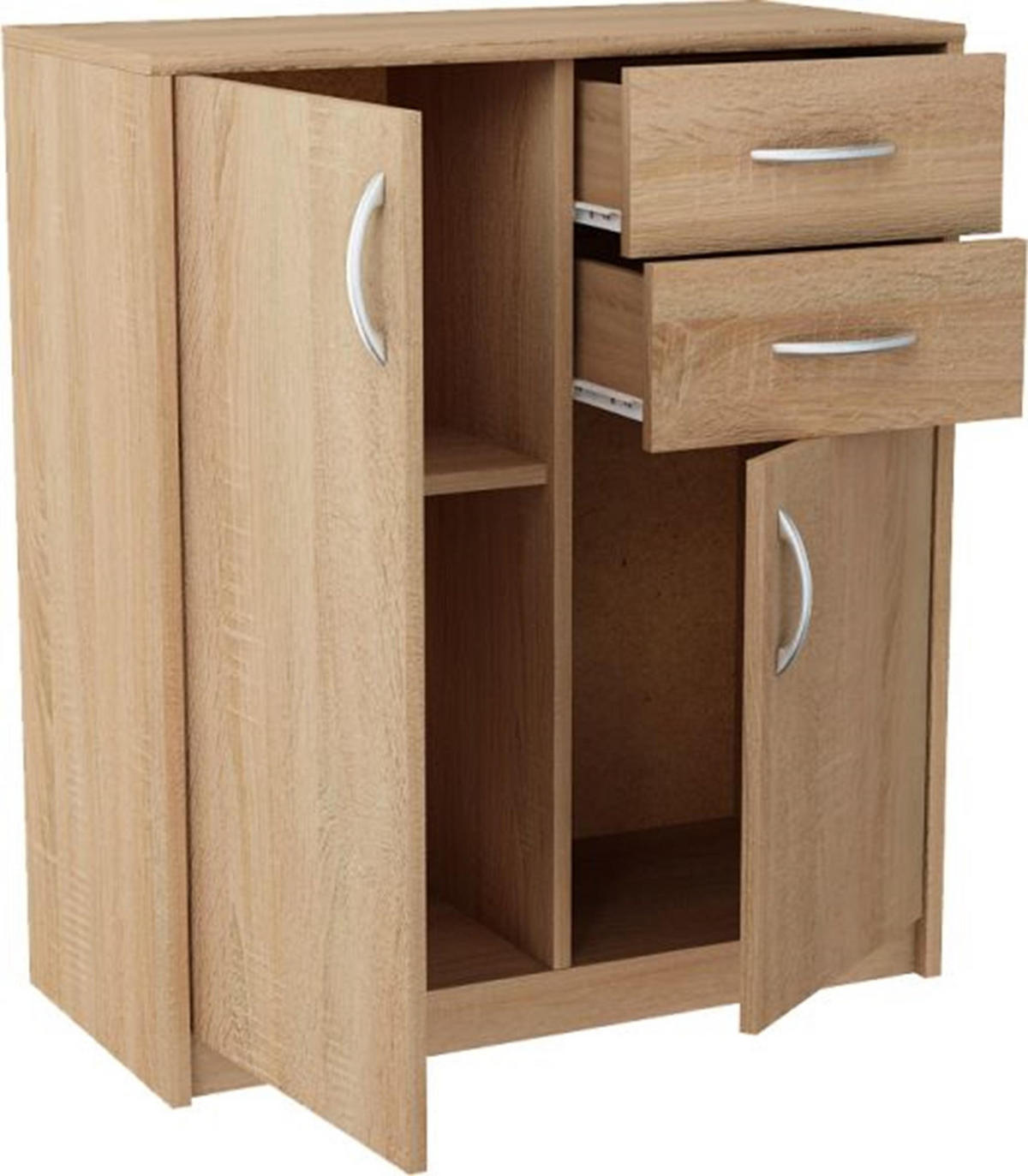 KOMMODE 2-türig Sonoma Eiche 74/35/85 cm mit 2 Schubladen - Sonoma Eiche, Holzwerkstoff (74/85/35cm) - Matkam Möbel