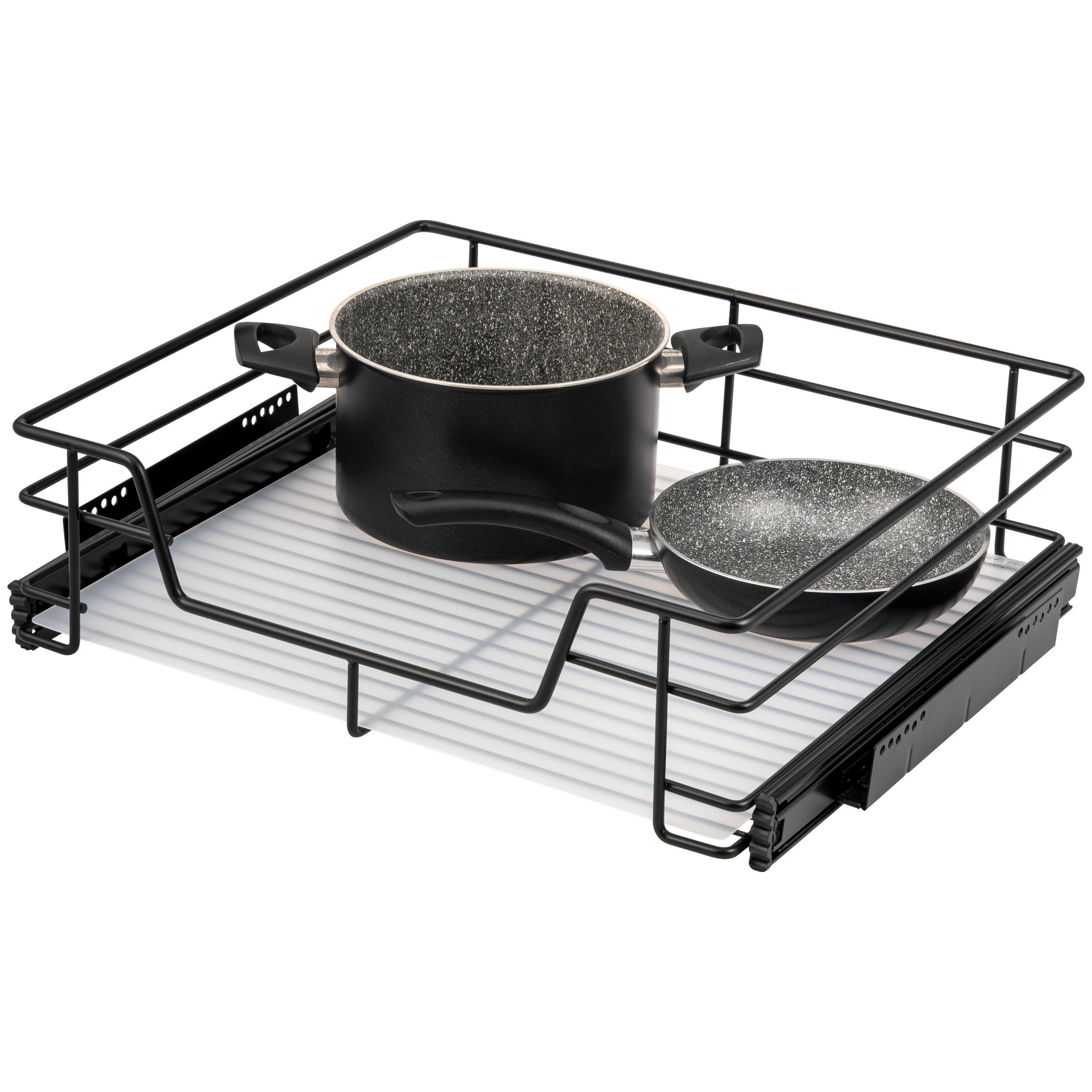 TELESKOPSCHUBLADE, schwarz, Metall - Schwarz, Metall (57/14/44cm) - bremermann