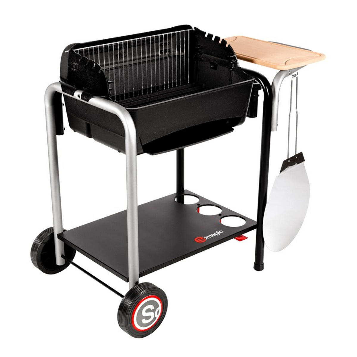 HOLZKOHLEGRILL Roma Schwarz - Schwarz, Metall (57.5/84.5/106.5cm) - Somagic