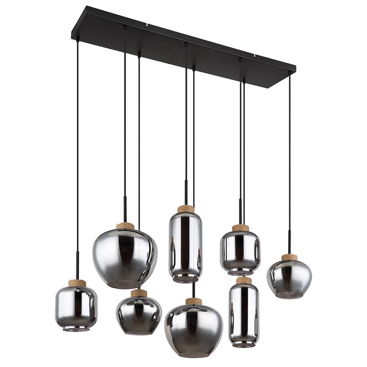 PENDELLEUCHTE Metall Schwarz-matt Rauchglas - Schwarz, Glas (105/40/120cm) - Globo Lighting