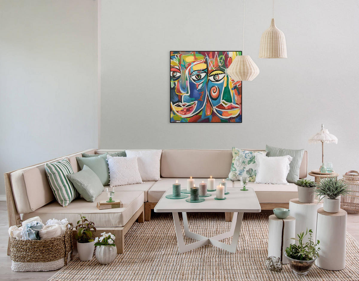 OLEJOMAĽBA 60/60 cm, Zvieratá - biela, drevo/textil (60/60cm) - KUNSTLOFT