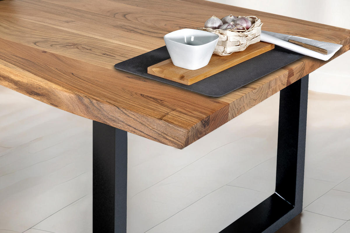 ESSTISCH THEA - Beige/Schwarz, Holz/Metall (80/120/77cm) - SAM