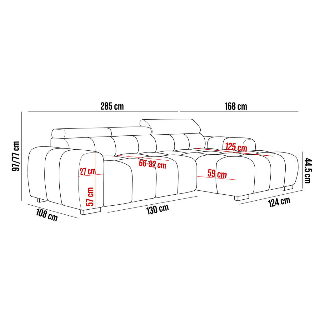 Thumbnail - DomoHome Ecksofa, Cappuccino, Textil, Rechteckig, 285x168 cm, Wohnzimmer, Sofas & Couches, Wohnlandschaften, Ecksofas