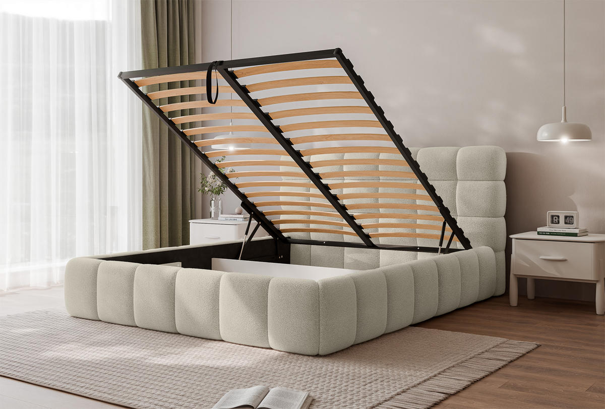 POLSTERBETT BIVIO 160x200 cm, Creme - Greige, Textil (160/200cm) - Fedve