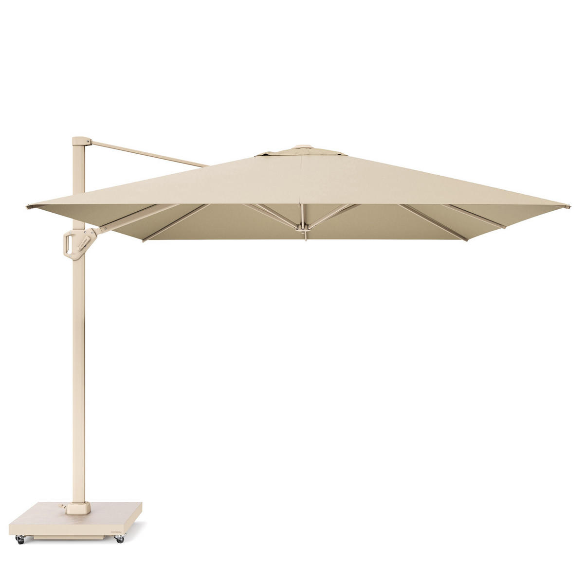 AMPELSCHIRM rechteckig 4 x 3 m Challenger T¹ Premium 360° kippbar natur/sand - Creme, Metall (300/400cm) - Platinum
