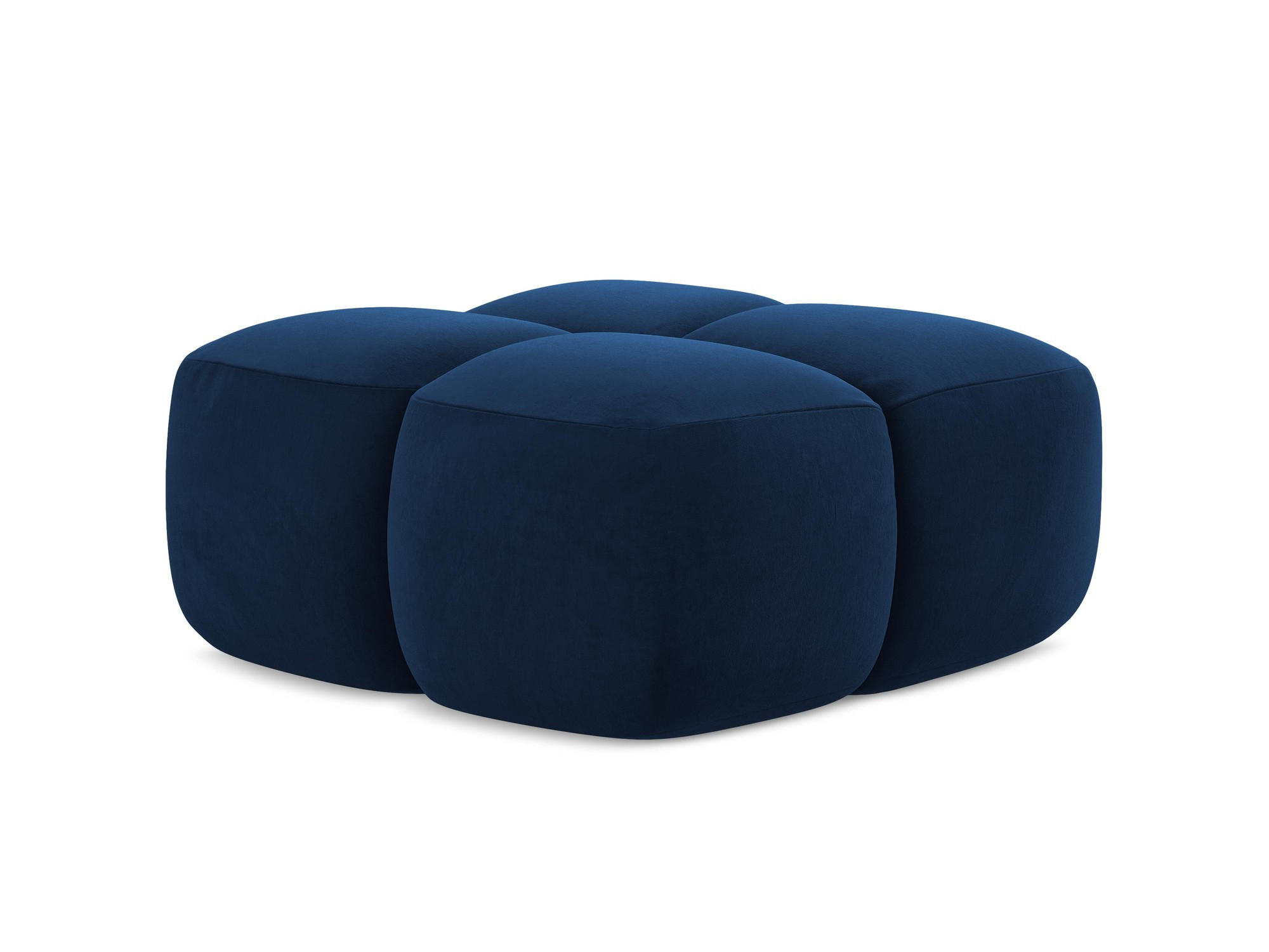 POUF Samt Stoff Blau - Blau/Schwarz, Holzwerkstoff/Kunststoff (90/39/90cm) - Makamii