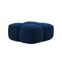 POUF Samt Stoff Blau - Blau/Schwarz, Holzwerkstoff/Kunststoff (90/39/90cm) - Makamii