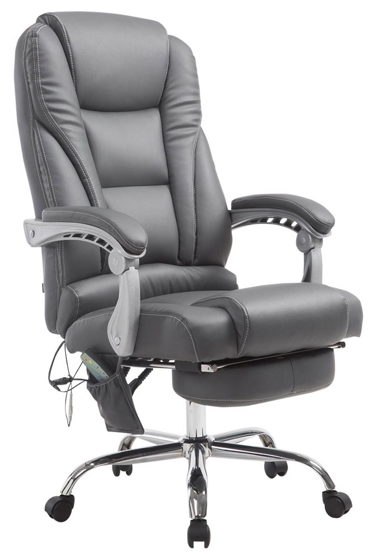 BÜROSTUHL Pacira-N, Kunstleder mit Massagefunktion Grau - Grau, Textil/Metall (68/127/64cm) - TPFLiving