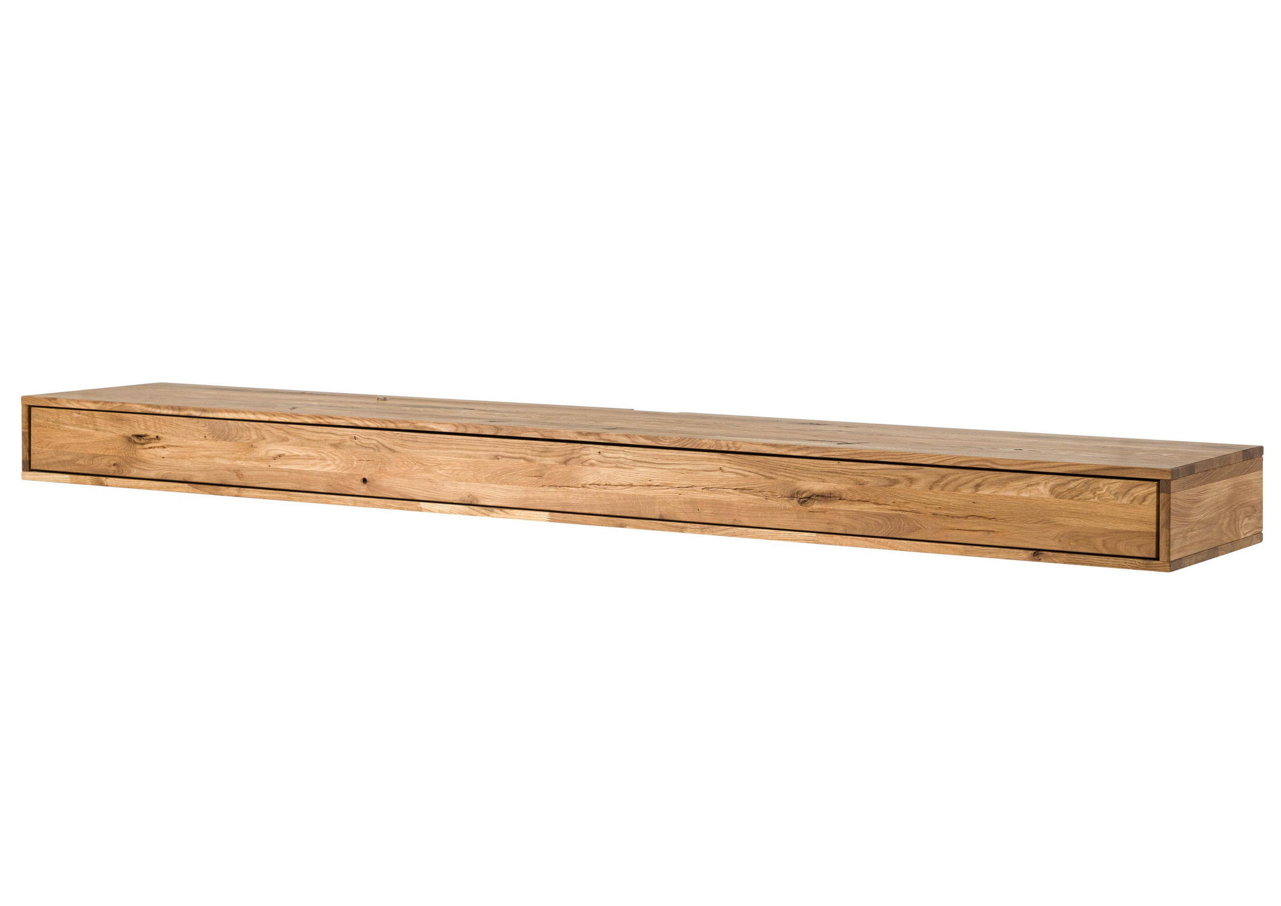 LOWBOARD Wildeiche 180x43x17 natur geölt WIEN #215 - Naturfarben, Holz (180/17/43cm) - Massivmoebel24