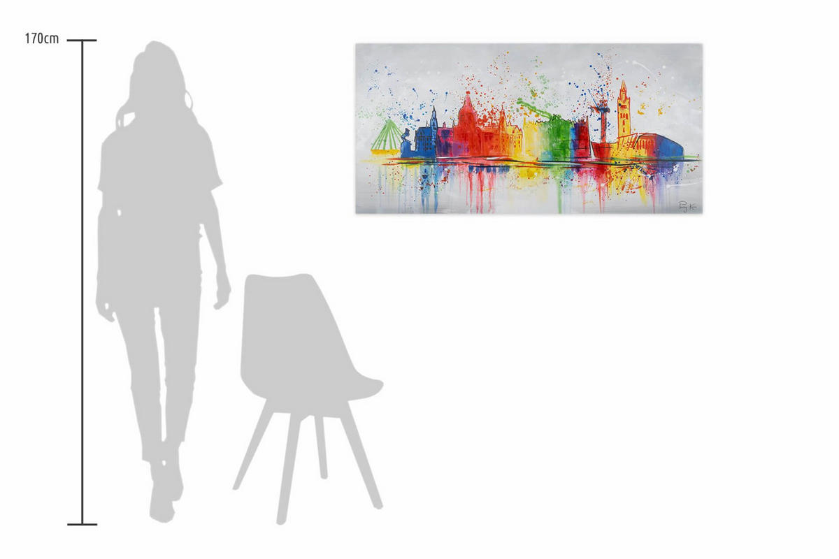 RUČNE MAĽOVANÝ AKRYLOVÝ OBRAZ 120/60 cm, sivý, krajinný motív - sivá, drevo/textil (120/60cm) - KUNSTLOFT