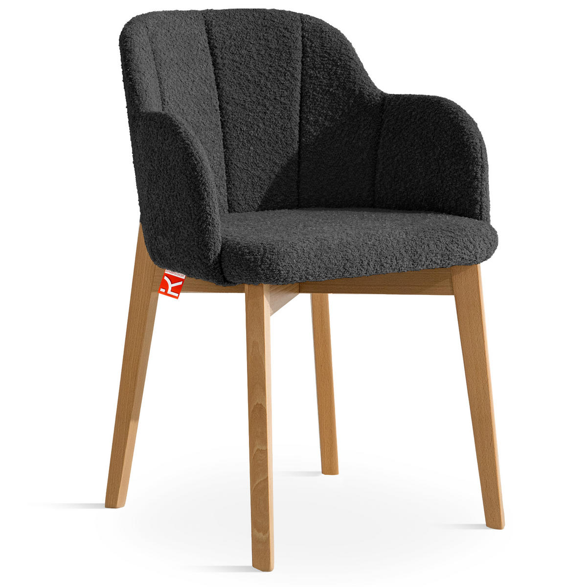 POLSTERSTUHL LONIS Esszimmerstühle 2er Set - Eichefarben/Schwarz, Holz/Textil (55/82/54cm) - KONSIMO®