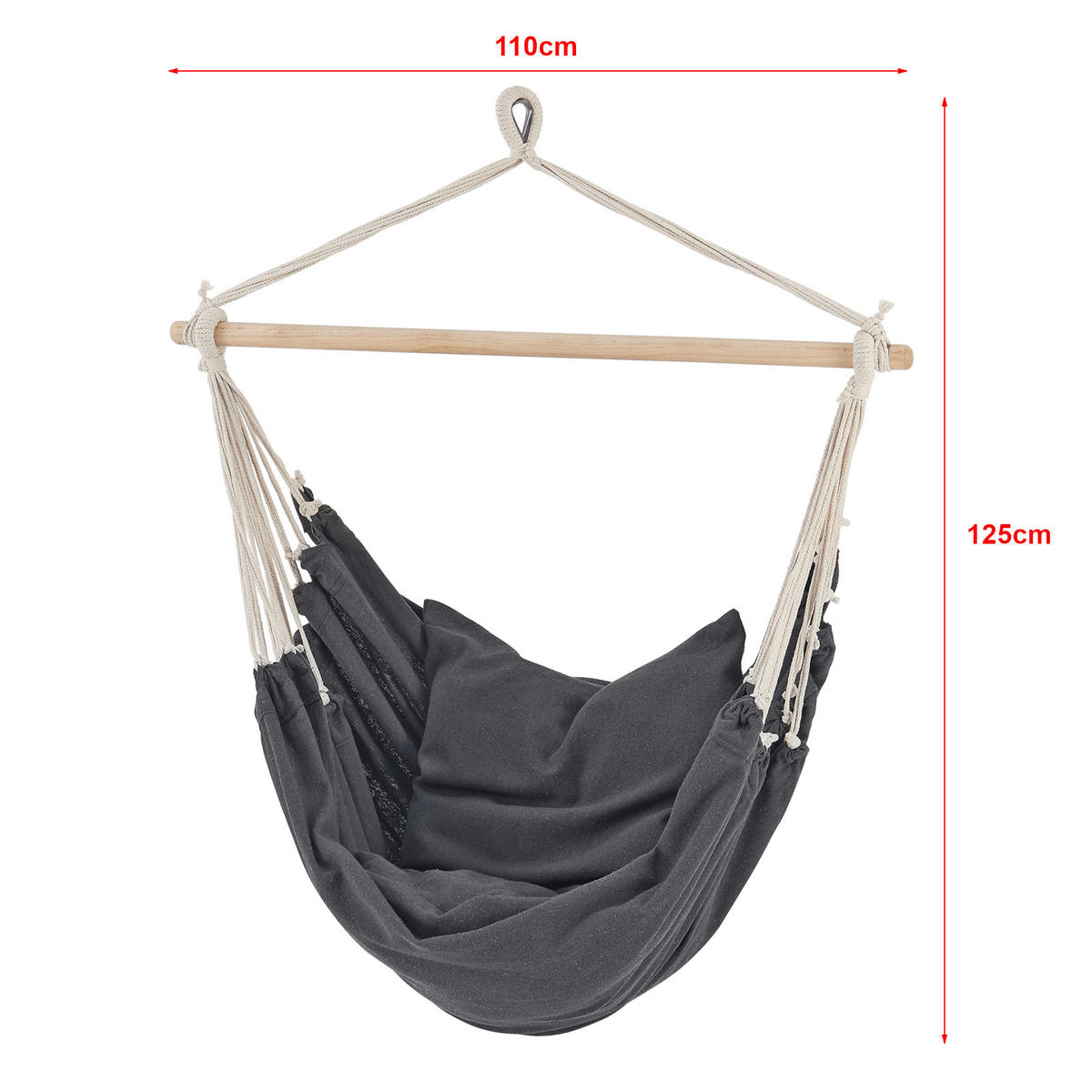 HÄNGESESSEL Peralvillo - Dunkelgrau, Textil (110/125/60cm) - [en.casa]