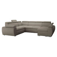 WOHNLANDSCHAFT Boston U, Seite: Rechts - 2R+R+2P+LC - Chromfarben/Hellbraun, Holz/Textil (325/98/260cm) - MIRJAN24