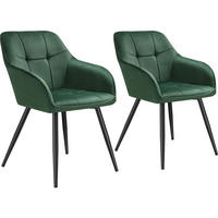 ESSZIMMERSTUHL 2er Set Marilyn 58 x 62 x 82 cm dunkelgrün/schwarz - Dunkelgrün/Schwarz, Kunststoff (58/82/62cm) - tectake