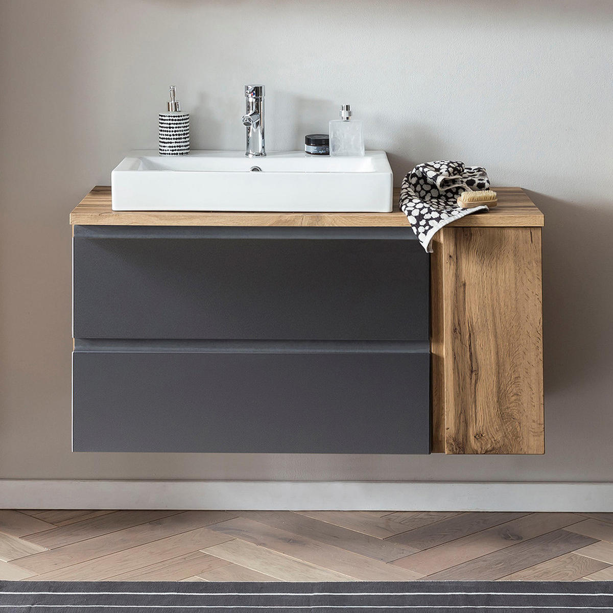 WASCHTISCH Vasto-03 - Braun/Grau, Holzwerkstoff (105/66/47cm) - Lomado