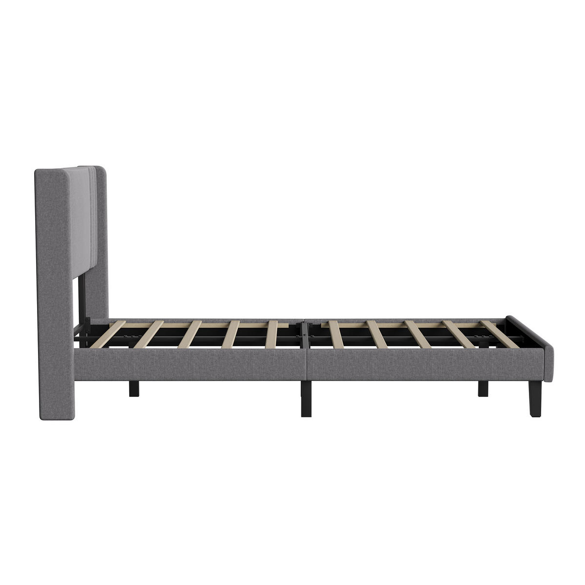 POLSTERBETT 90x200 cm Einzelbett mit Lattenrost, Leinenstoff Grau - Grau, Metall (90/200cm) - EuroLiving