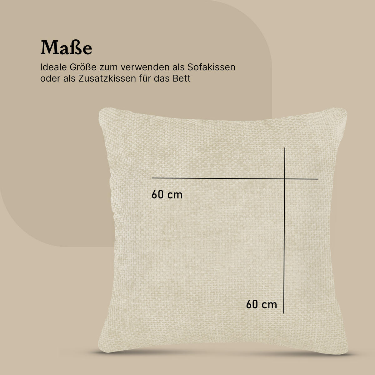 KISSENHÜLLE Chenille Cross 60 cm x 60 cm in Offwhite - Currygelb, Textil (60/60cm) - Bestlivings