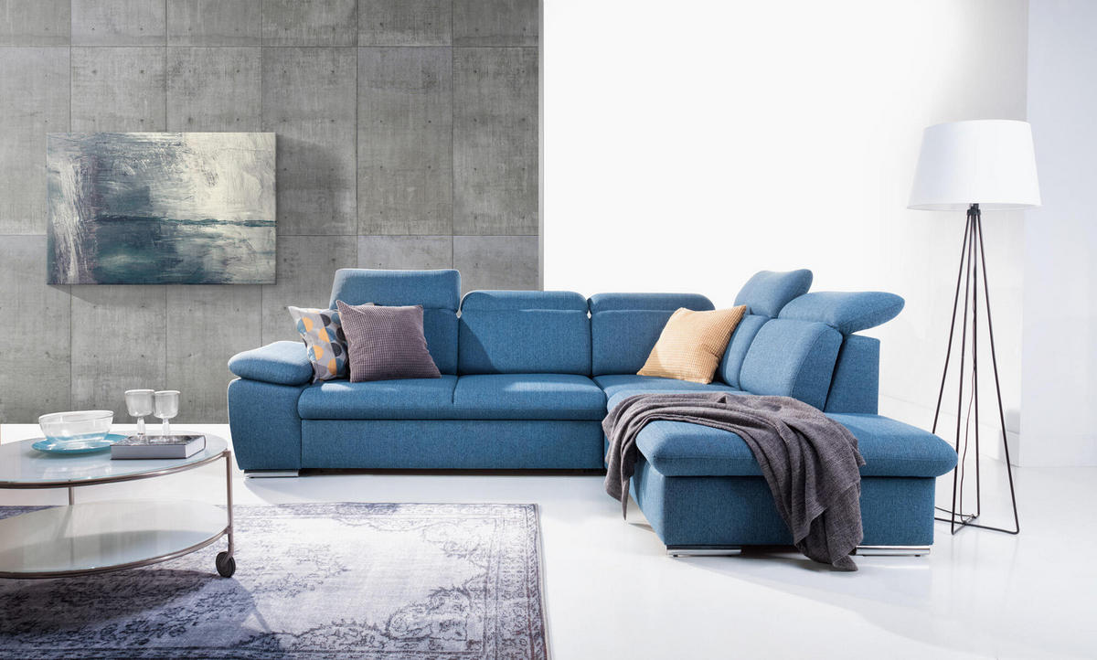ECKSOFA ALDO Blau 280x230x100 cm - Blau, Textil (280/230cm) - FURNLUX