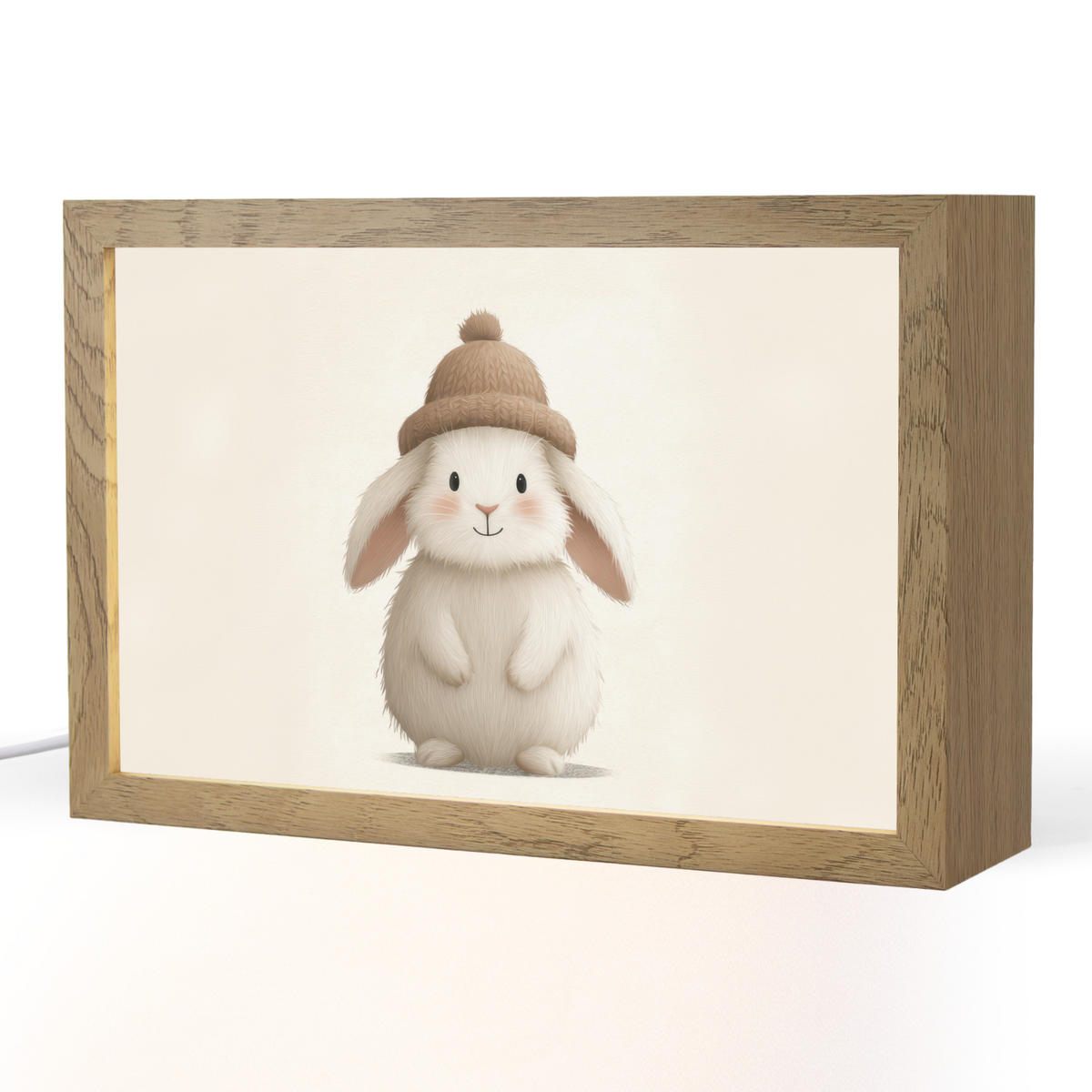 NACHTTISCHLAMPE Kaninchen - Hut - Ohren - Beige 30x20 cm - Creme, Holzwerkstoff (8/30/20cm)