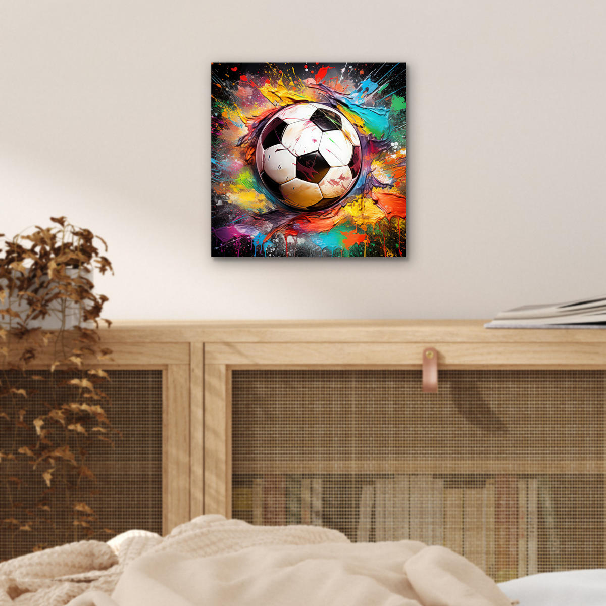 KOVOVÝ OBRAZ Futbal - Farba - Farby - Čierna - Biela 20x20 cm - biela, kov (20/20cm) - MuchoWow
