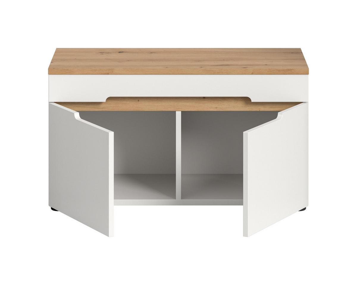SITZBANK Nova Garderobe in Basalt grau Nachbildung und Artisan Nachbildung B/H/T: 80x45x37 cm - Weiß, Holzwerkstoff (80/45/37cm) - Homes & Jones