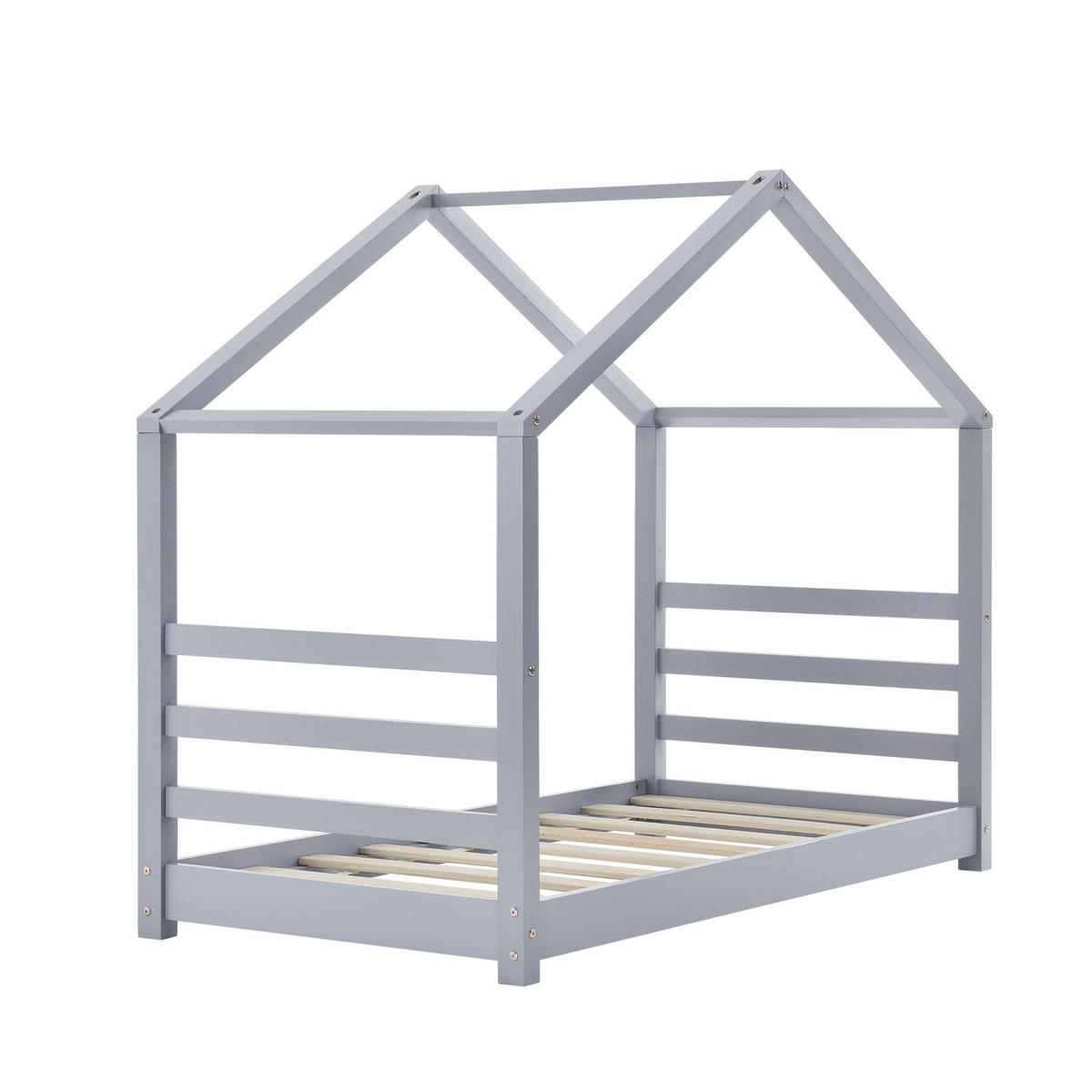 HAUSBETT Vardø - Grau, Holz (80/160cm) - [en.casa]