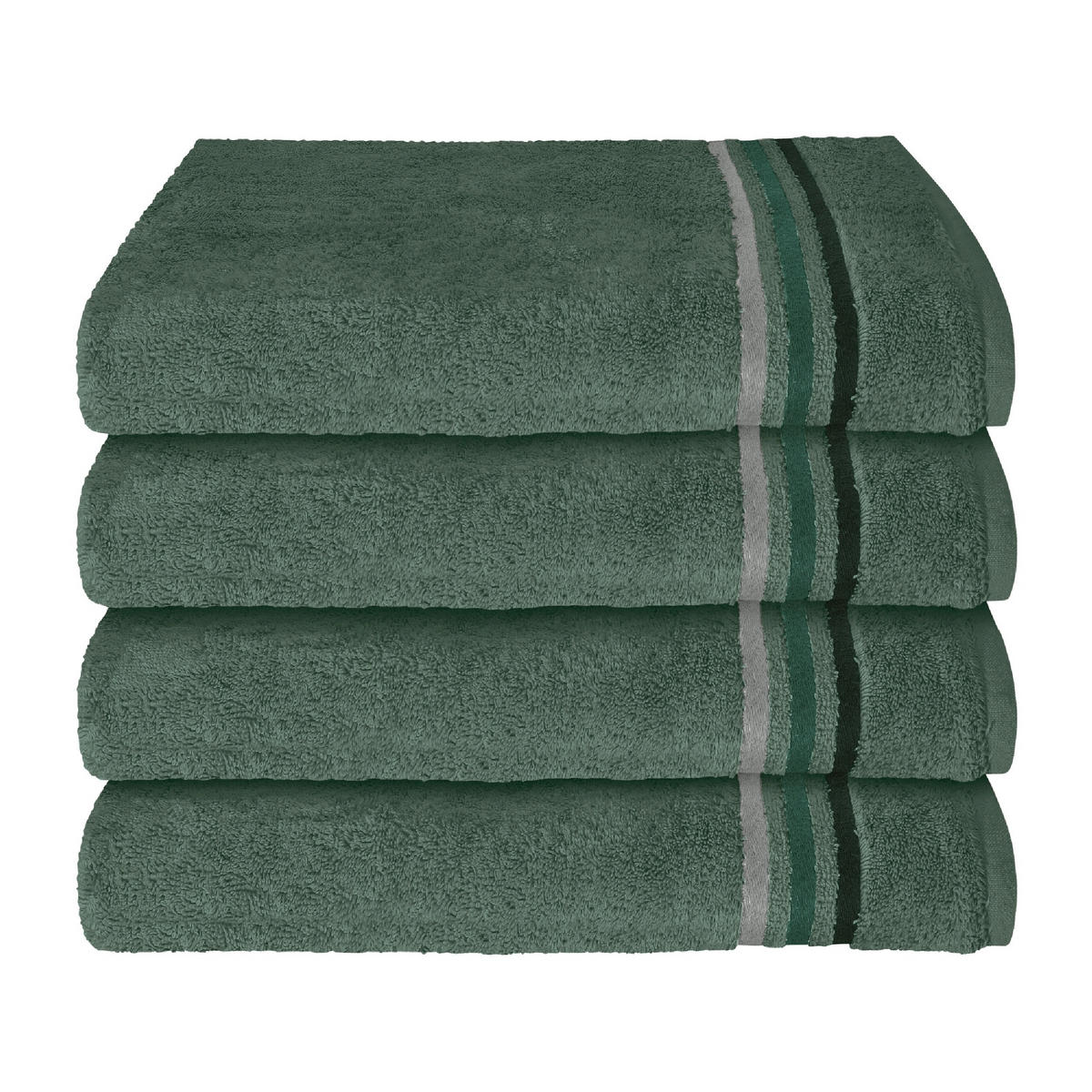 HANDTUCHSET Skyline Color - 4-teilig - 50 x 100 cm - Dunkelgrün - Dunkelgrün, Textil (50/100cm) - SCHIESSER