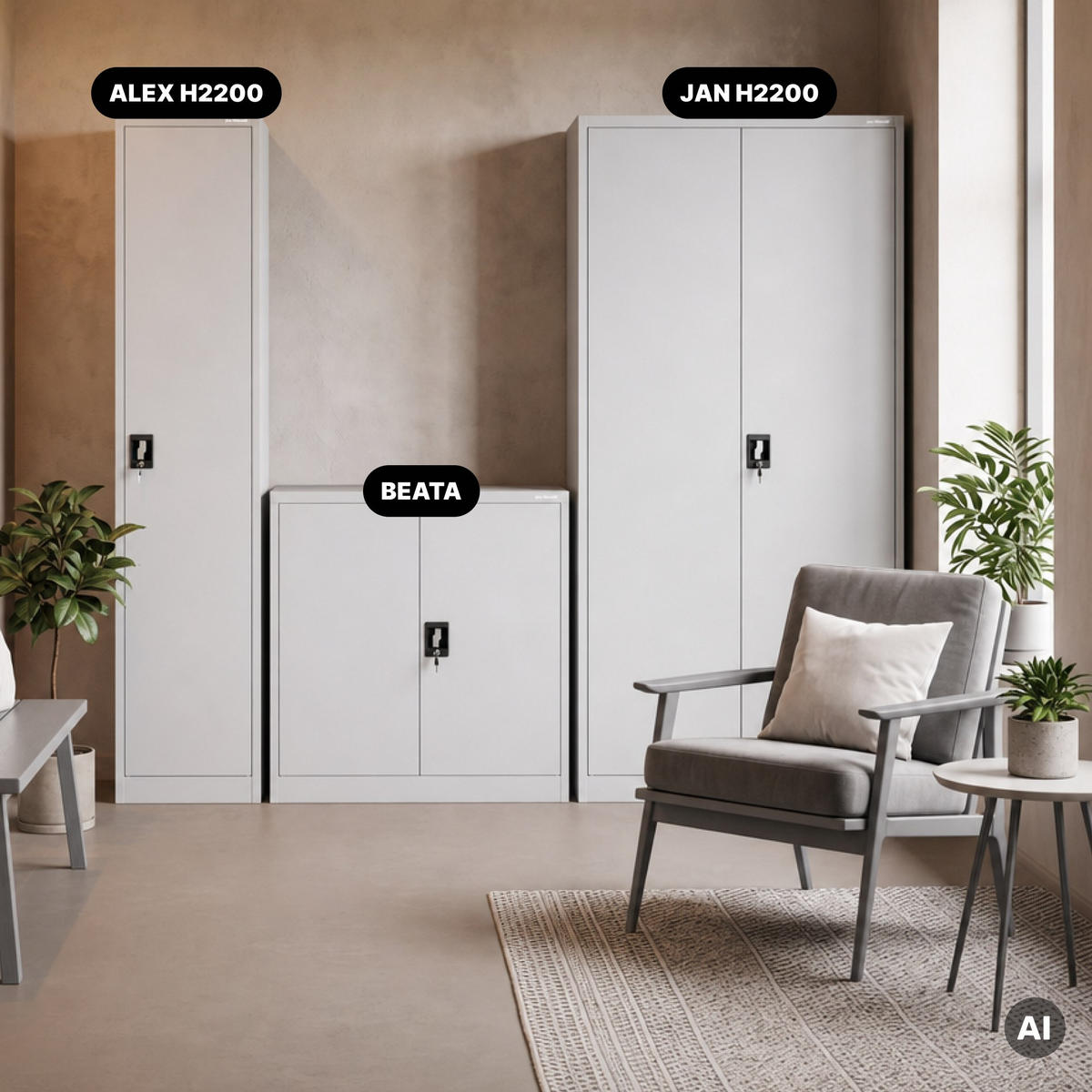 AKTENSCHRANK ALEX 220 - Grau, Metall (45/220/40cm) - Jan Nowak