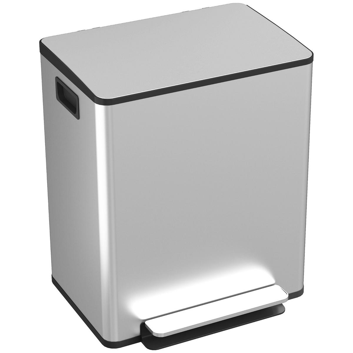 MÜLLTRENNSYSTEM 50L Doppel-Mülleimer Edelstahl Silber 47,7/37,5/56 cm - Silberfarben, Metall (37.5/56/47.7cm) - Rolipo