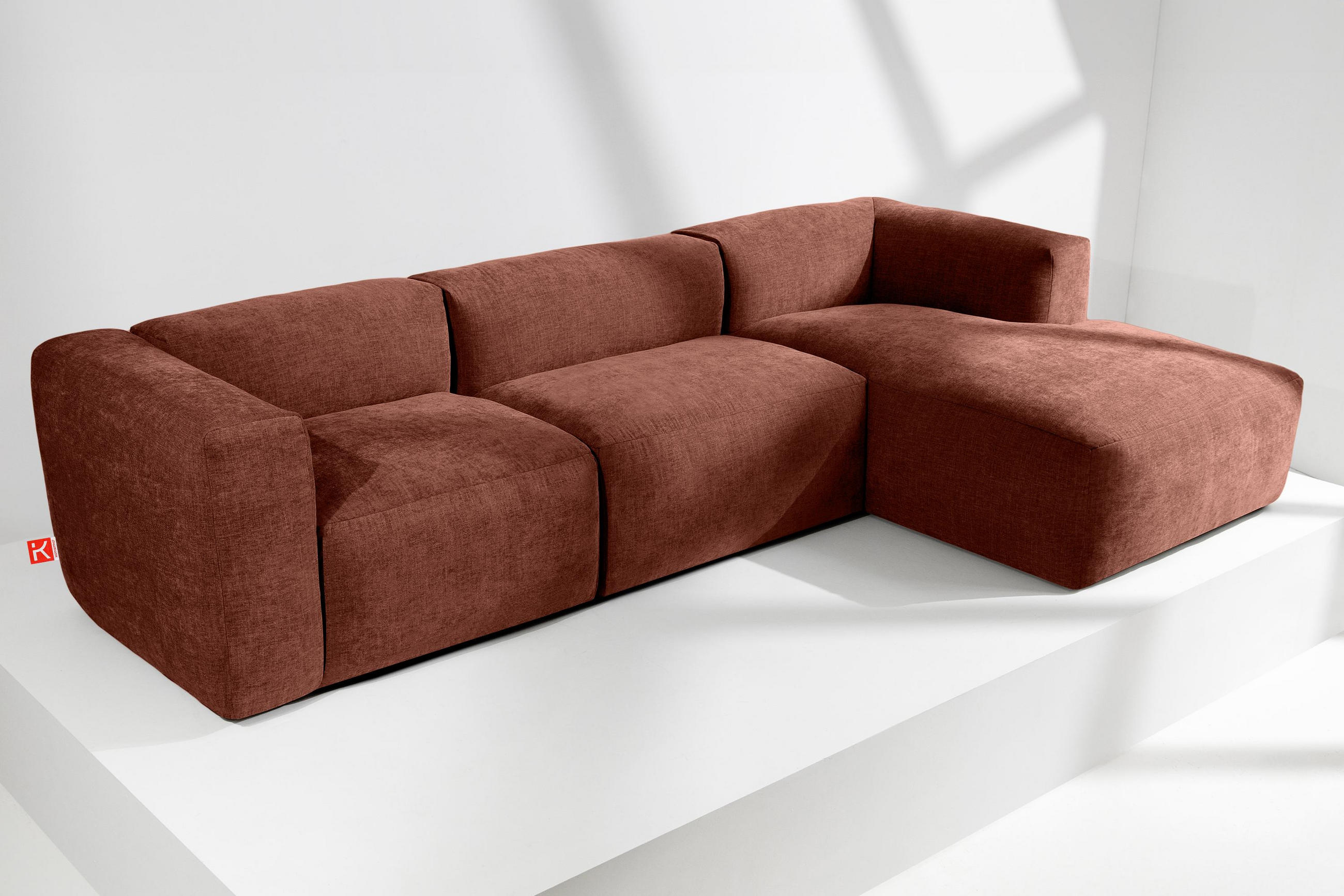 Thumbnail - Konsimo® Eckmodulsofa-Rechts, Dunkelorange, Textil, einzeln stellbar,Freiform, 297x180 cm, Wohnzimmer, Sofas & Couches, ...