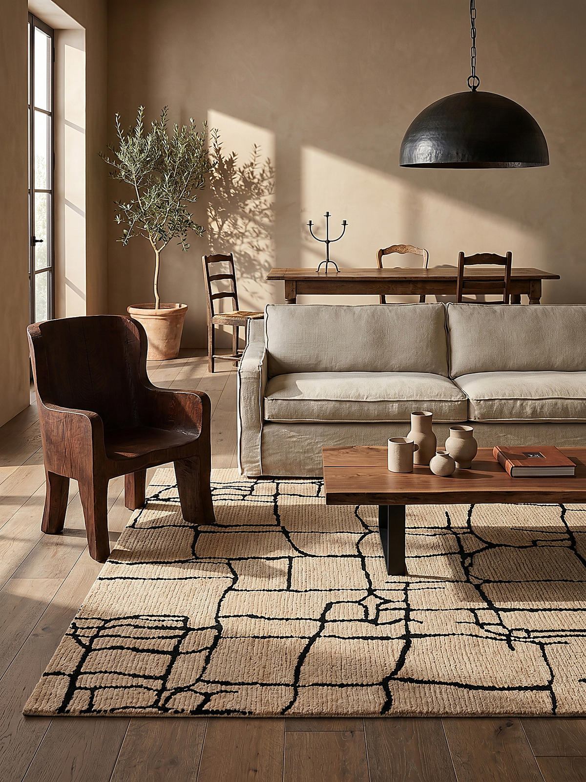 TEPPICH ARLEN, abstrakt, Creme-Schwarz, 120 x 170 cm - Beige, Textil (170/120cm) - KADIMA DESIGN
