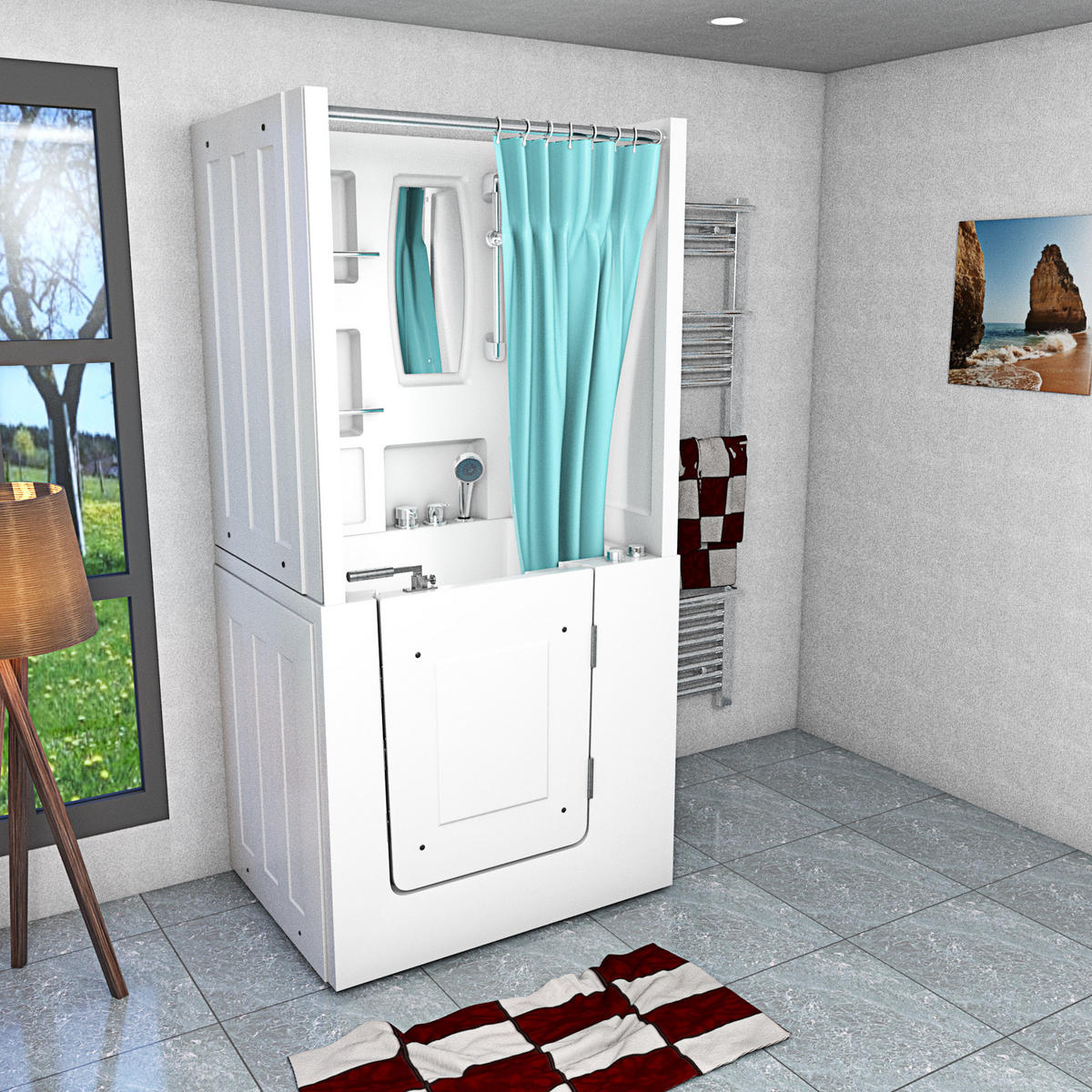 WHIRLPOOL-SENIORENDUSCHE S02D-WP-B-R Weiß - Weiß, Glas/Kunststoff (100/78/205cm) - AcquaVapore by Sandra Jentho