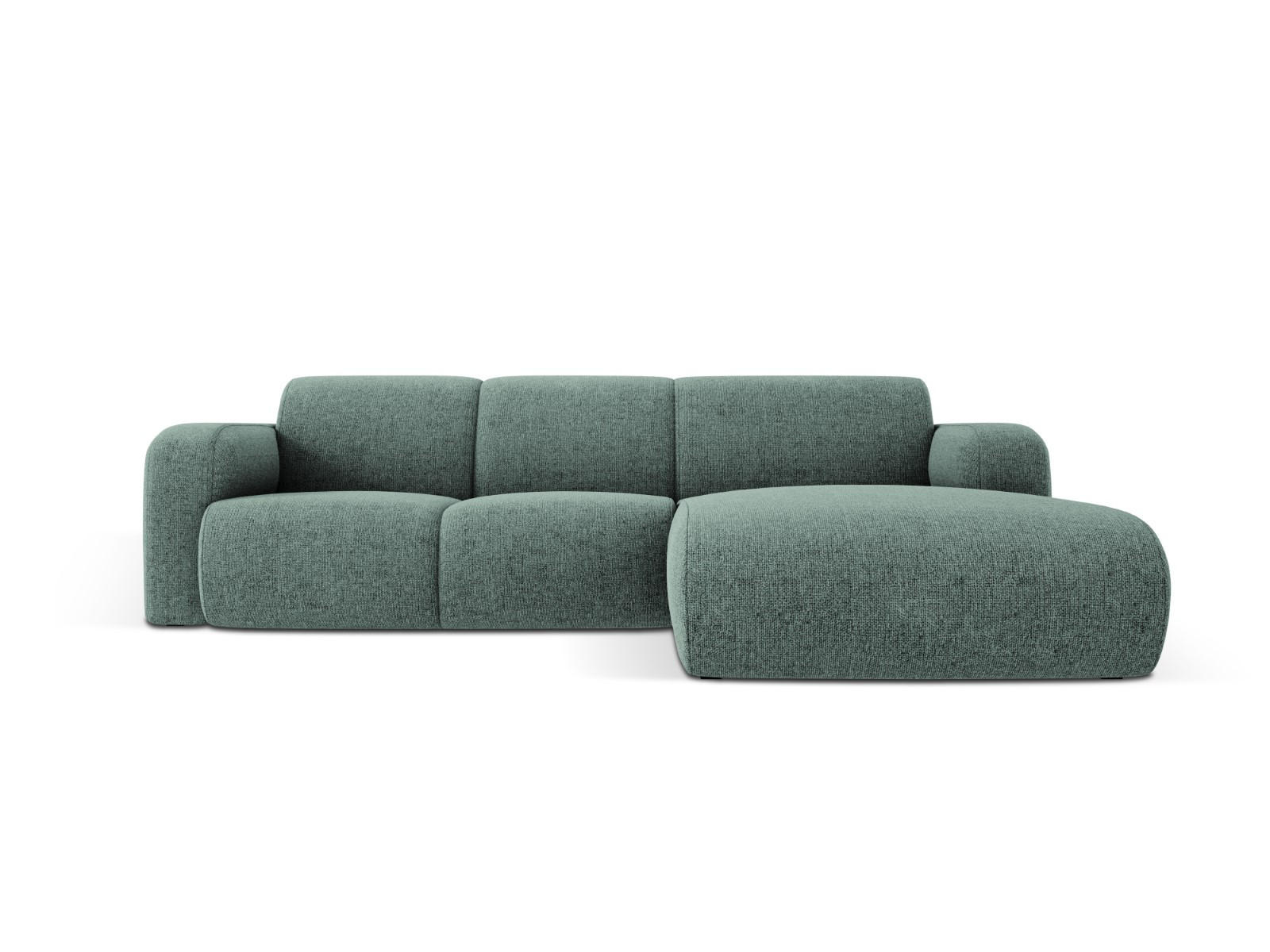 ECKSOFA rechts Molino aus Chenille-Stoff petrol 4 Sitzplätze - Petrol, Textil (170/250cm) - Micadoni
