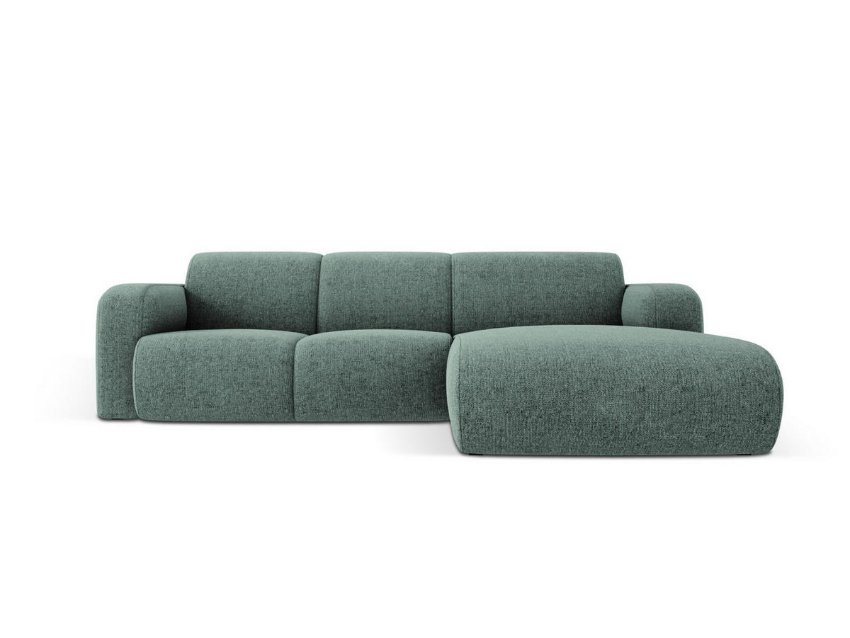 ECKSOFA rechts Molino aus Chenille-Stoff petrol 4 Sitzplätze - Petrol, Textil (170/250cm) - Micadoni
