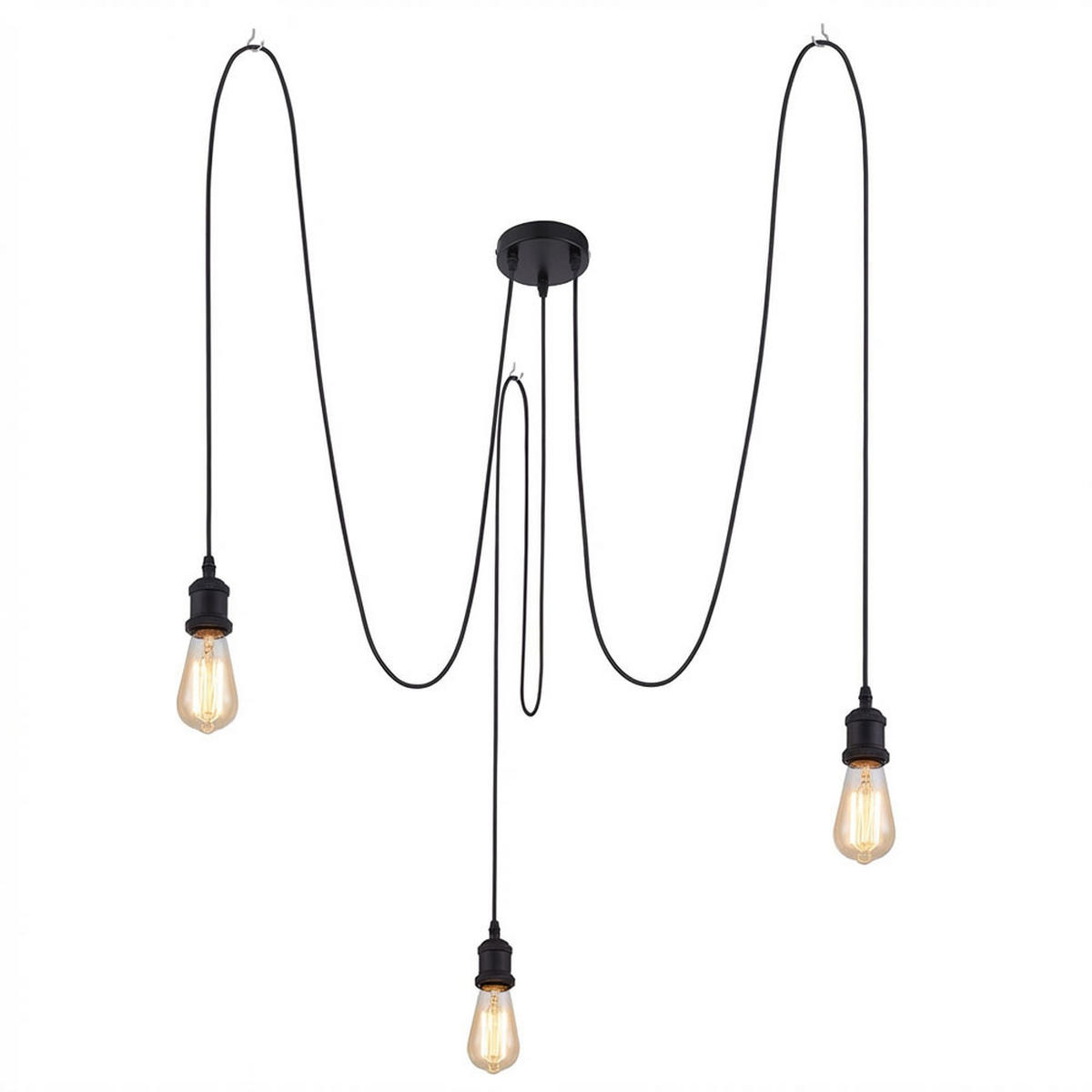HÄNGELEUCHTE OLIVER Metall schwarz, 3-flammig, Ø200 cm - Schwarz, Metall (200/200/100cm) - Globo Lighting