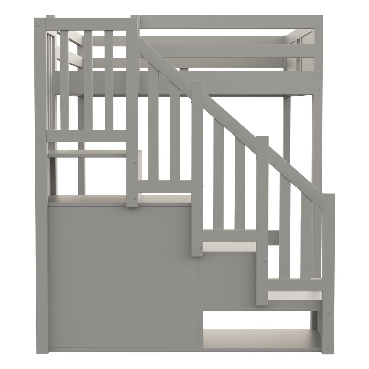 HOCHBETT 140/200 cm mit Stauraumleiter, DE-41580, in Grau - Grau, Holzwerkstoff (140/200cm) - ComfortXL
