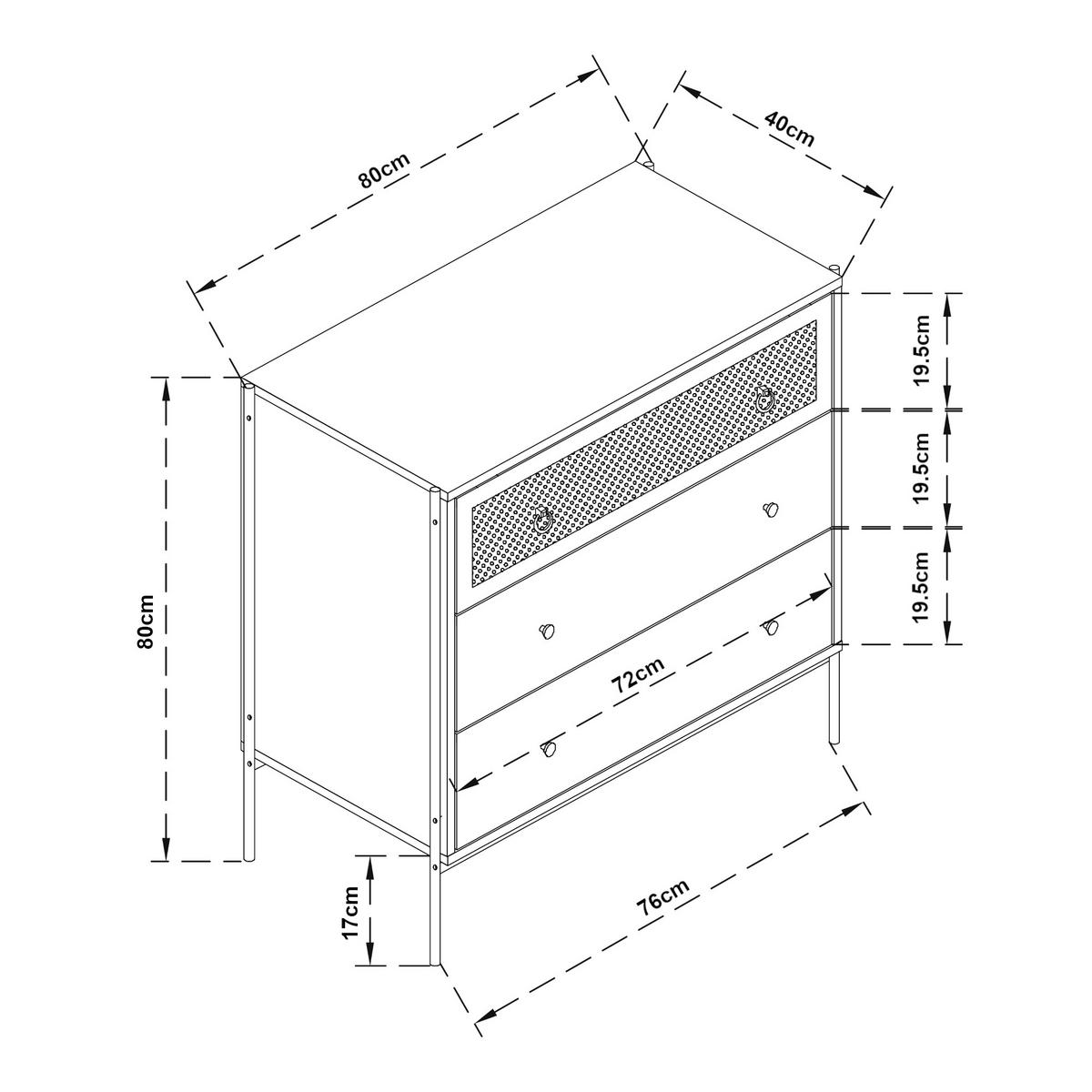 KOMMODE Tysnes - Eichefarben/Schwarz, Holzwerkstoff/Metall (80/80/40cm) - [en.casa]