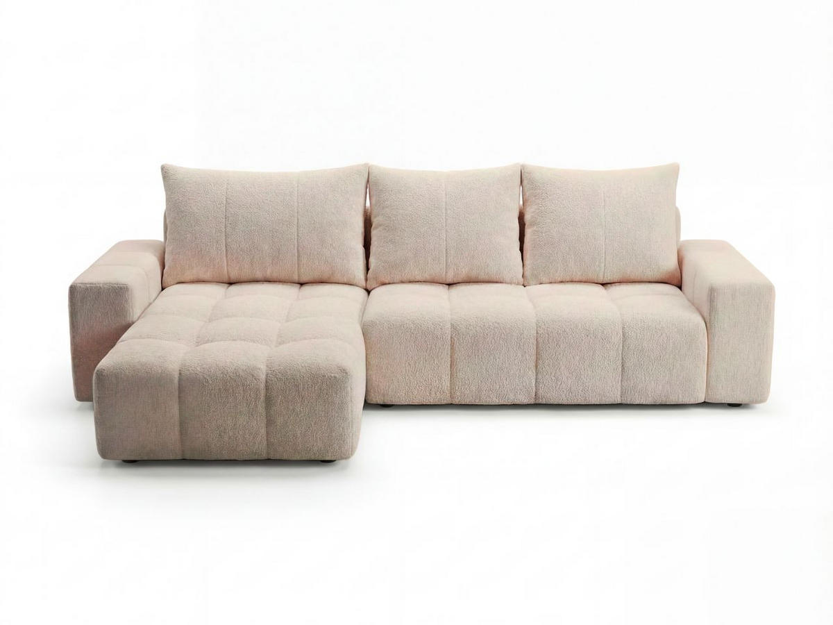 ECKSOFA Bresso Bouclé-Stoff Beige - Beige, Holz/Textil (255/168cm) - Graingold