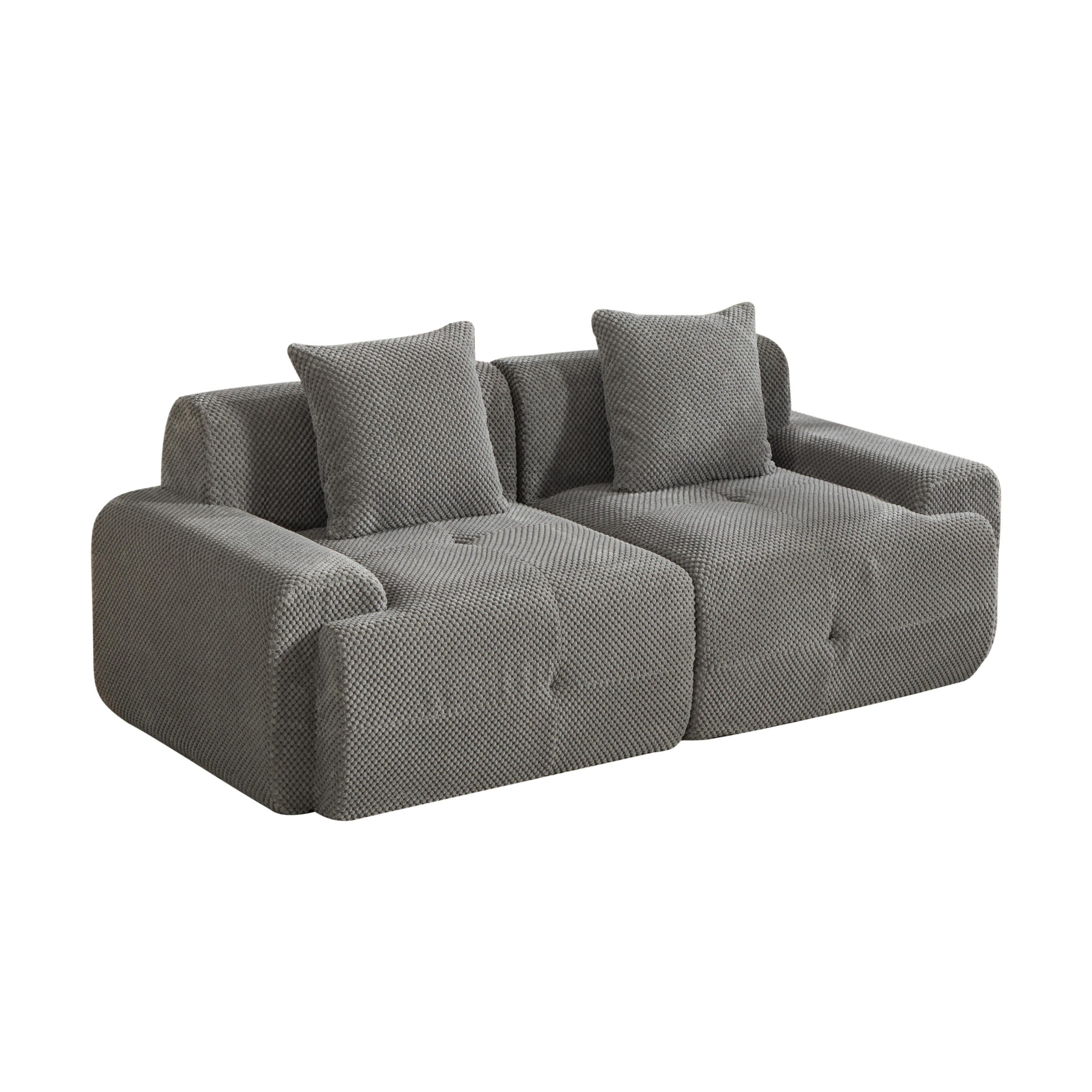 2-SITZER SOFA Chenille Grau mit Kissen - Grau, Textil (190/75/89cm) - WISHDOR
