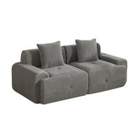 2-SITZER SOFA Chenille Grau mit Kissen - Grau, Textil (190/75/89cm) - WISHDOR