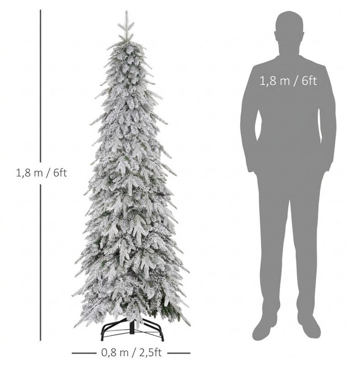 WEIHNACHTSBAUM Ø80/180 cm aus Metall mit Kunstschnee und Auto-Öffnung, Grün - Grün, Metall (180cm) - OKMYHOME