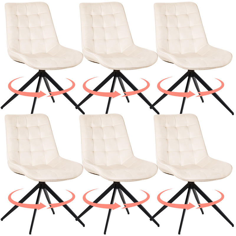 ESSZIMMERSTUHL-SET 6 Stück mit Drehfunktion aus Samt(YZ4) - Weiß, Textil (53/85.5/62cm) - HOMAVO