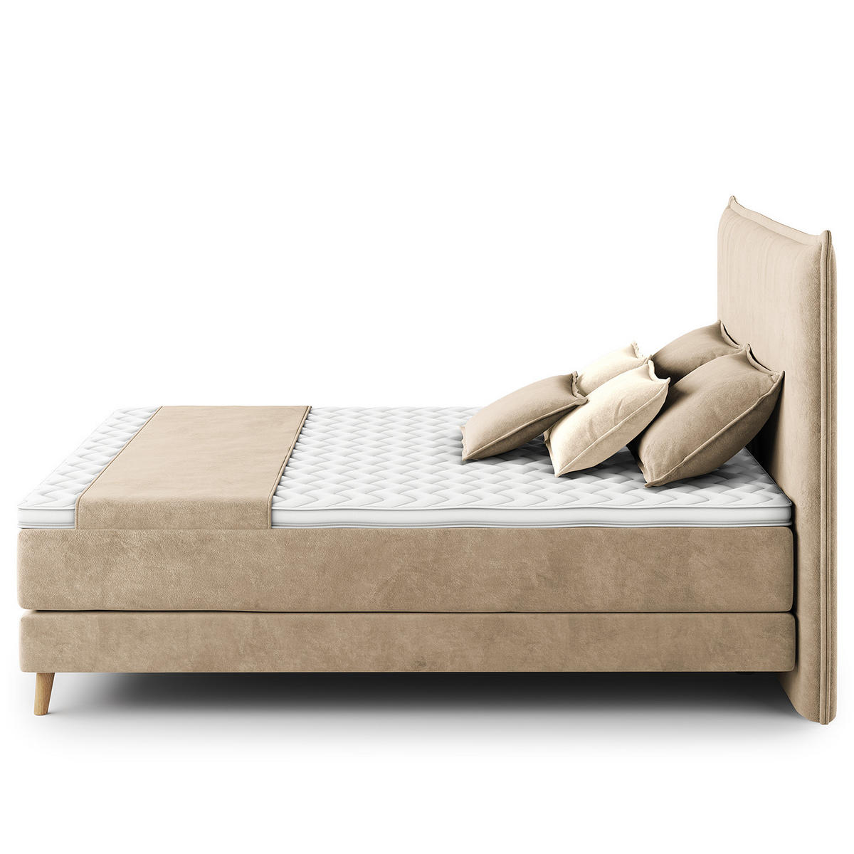 BOXSPRINGBETT - Klassisch - Beige, Holz (180/200cm) - home24